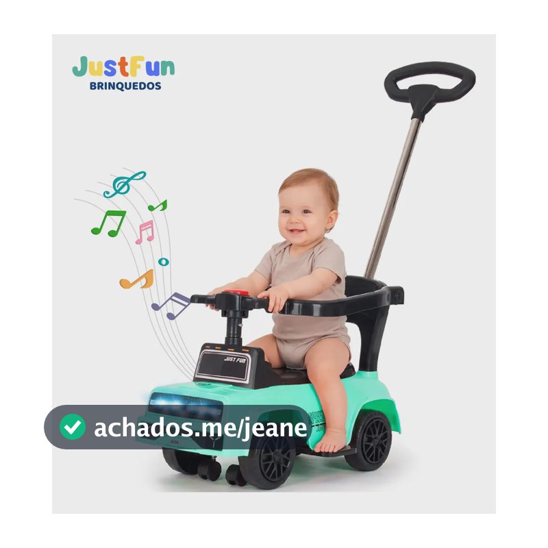 Carrinho Passeio Infantil Empurrador Criança Bebê Andador JustFun Brinquedos Cor Verde