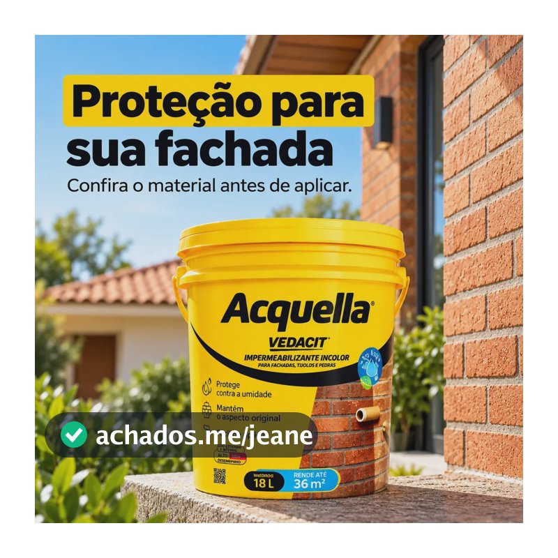 Vedacit 18L impermeabil incolor Fachada Telhado Acquella base agua