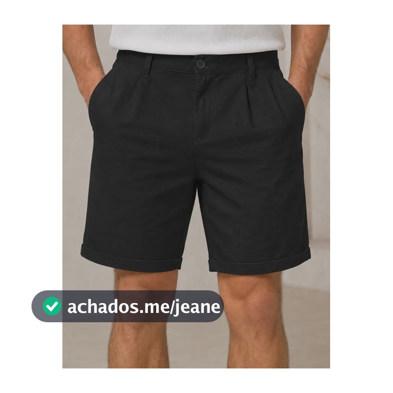 Bermuda Gurkha Masculina Linho Alfaiataria Premium Pregas Preto Liso 36