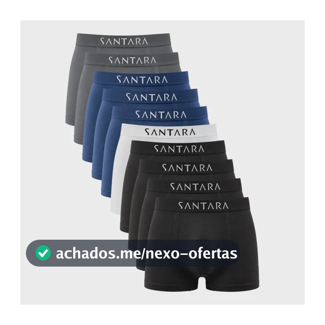 Kit Com 10 Cuecas Boxer Microfibra Sem Costura Santara Sortidas Liso G