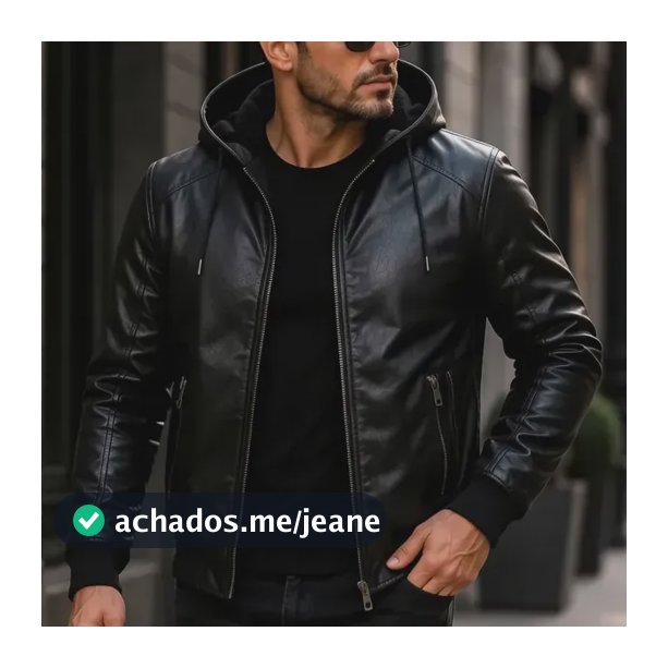 Jaqueta Masculina De Couro Com Capuz Moda Elegante Premium