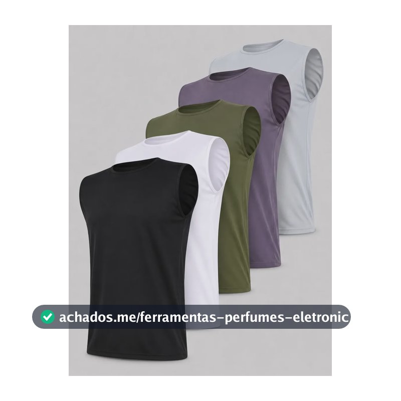 Kit 5 Regata Masculina Dry Fit Cavada Machão Preto/branco/chumbo/verde/cinza Claro Gg