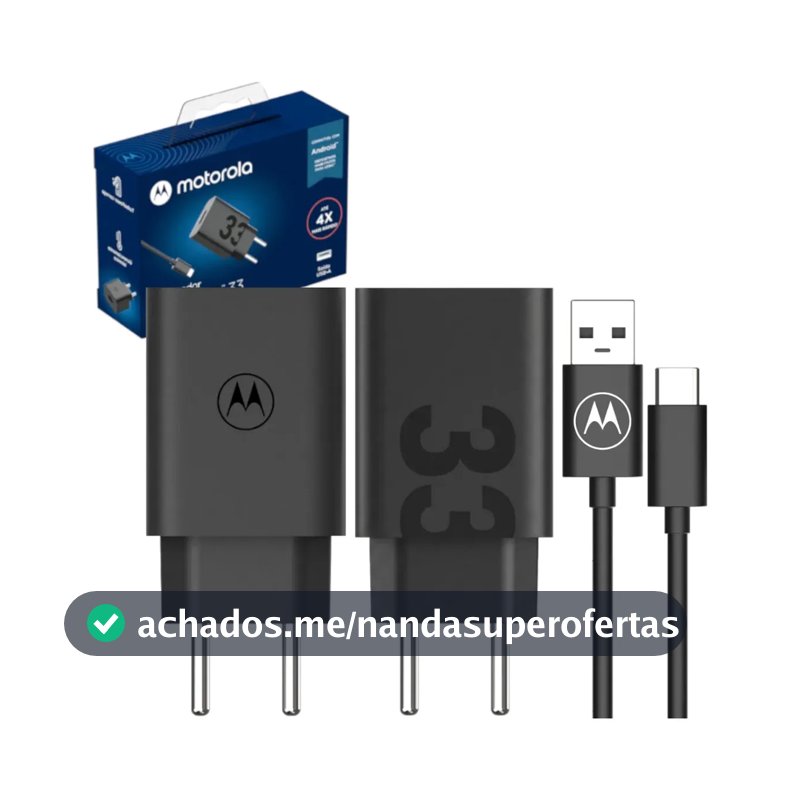 Motorola carregador turbo power 33w 4x mais rápido cinza