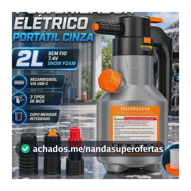 Pulverizador Elétrico Alta Pressão Para Lavagem Automotivo Limpeza Detalhamento Jardim Uso Geral Híbrido Cor Cinza