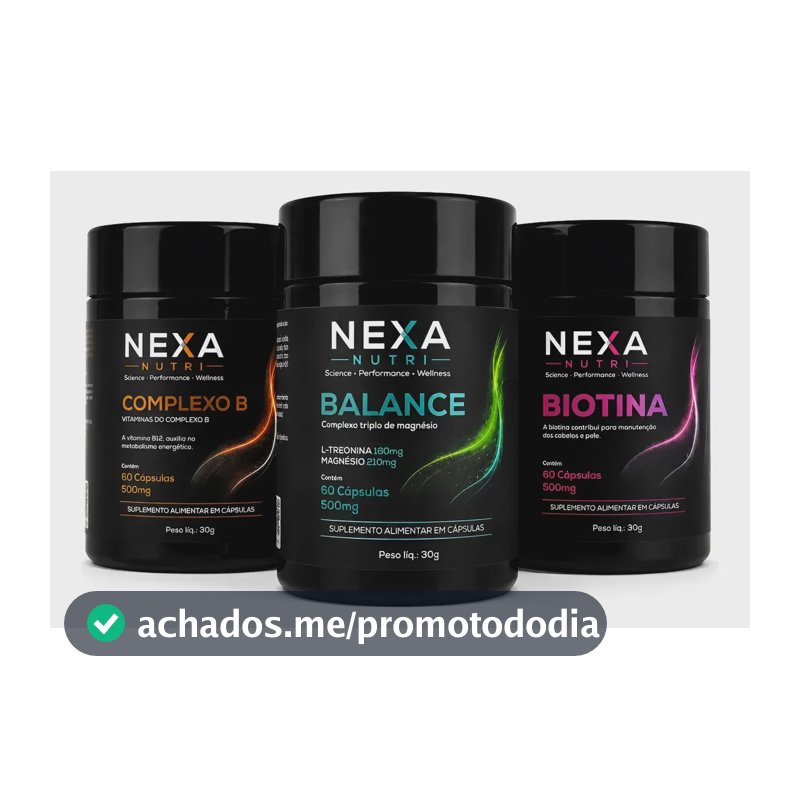 Kit Tri Magnésio + Biotina + Complexo B Nexanutri 180 Cáps Sem Sabor