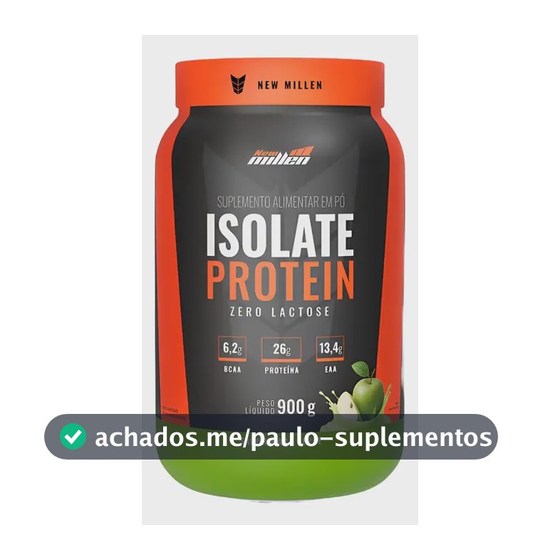 Proteina isolada Zero Lactose New Millen 900g Sabor Maça Verde