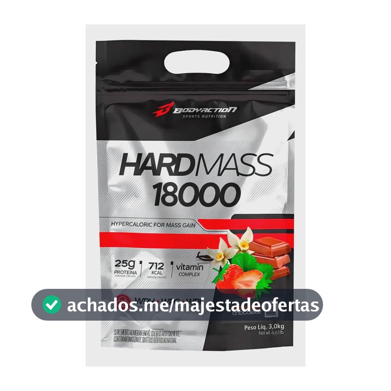 Hard Mass 18000 Hipercalórico 3kg - Sabor Baunilha - Bodyaction
