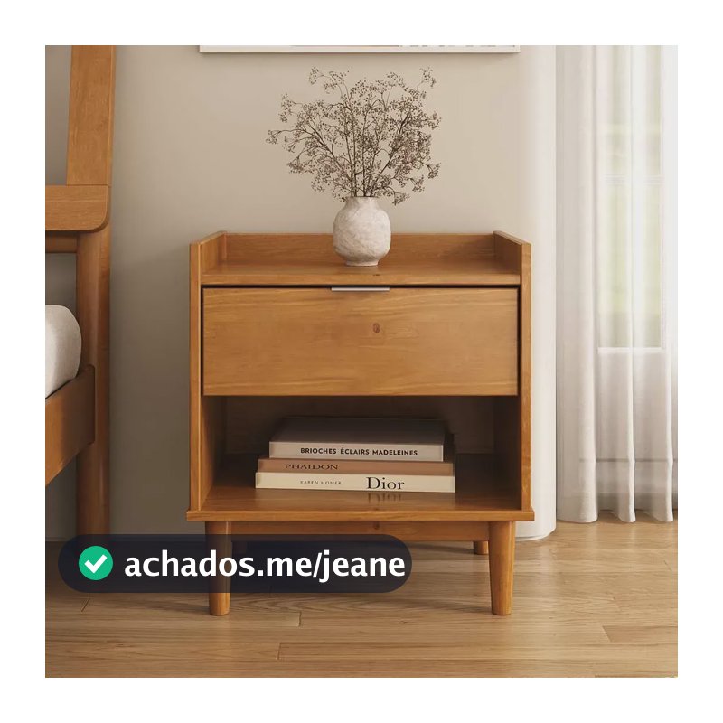 Mesa De Cabeceira Moderna Para Quarto Madeira Cor Mel Lice Fosco Mel