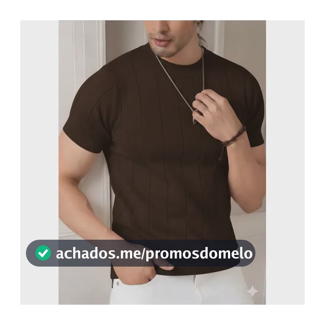 Blusa Masculina Básica Manga Curta Canelada Tricot Modal