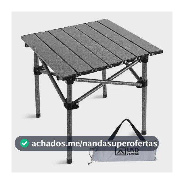Mesa Camping Dobrável USD Portátil Alumínio Praia Acampamento Camping Churrasco Cor Preto