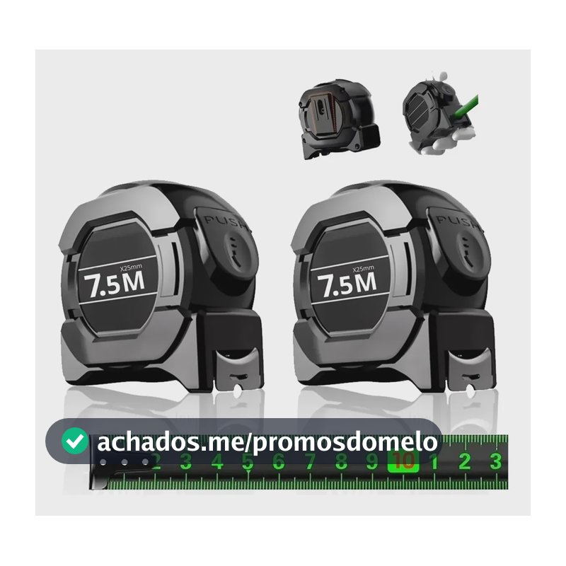 Kit 2 Trena Profissional Fita Métrica Fluorescente Trava 7.5 Metros