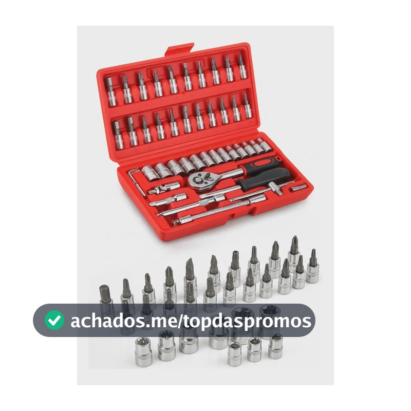 Jogo De Ferramentas Kit Multiuso Soquete 1/4 46 Peças Profissional Com Maleta Completa Aço Cromado Chaves Bits Catraca Reversível Extensões Junta Universal Portátil Reforçado Doméstico Automotivo