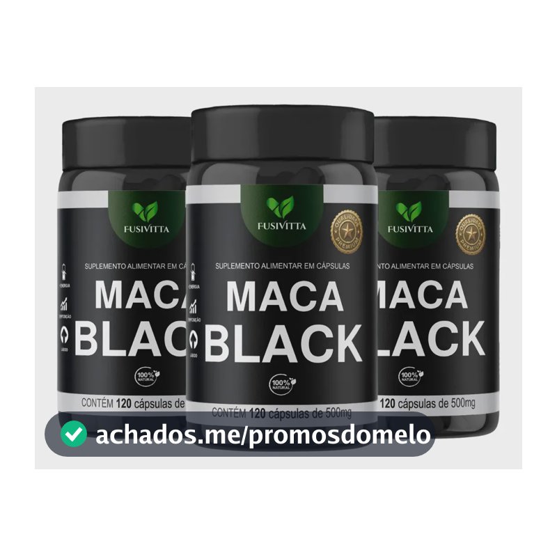 3x Maca Negra 100% Pura 500mg 120 Cápsulas FusiVitta