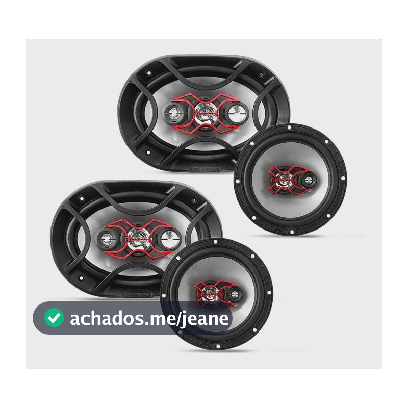 Alto Falante Bravox Kit Facil 6 + Triaxial Quadriaxial 6x9 Cor Preto