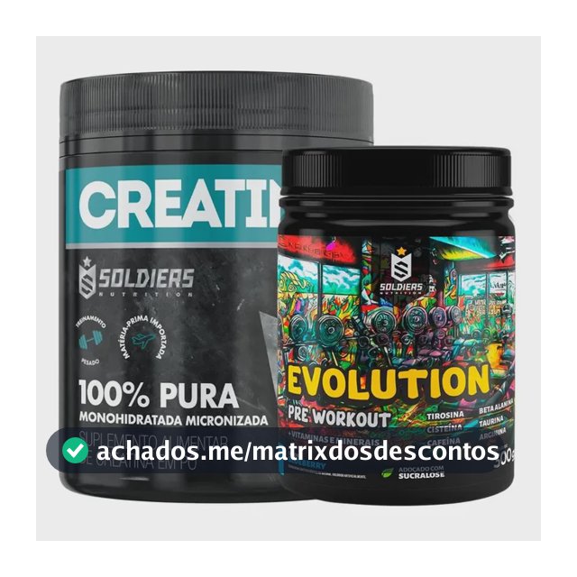 Kit: Creatina 300g + Pré-treino Evolution 300g Soldiers Nutr