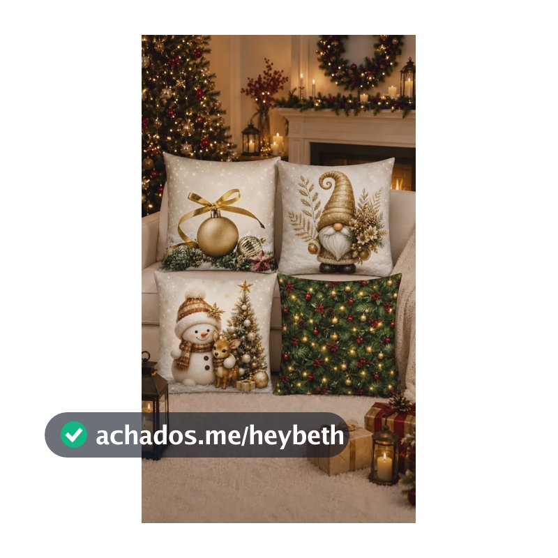 Kit 4 Capas De Almofada Estampa De Natal 42x42cm Com Ziper Estampada Foto 10 Duende