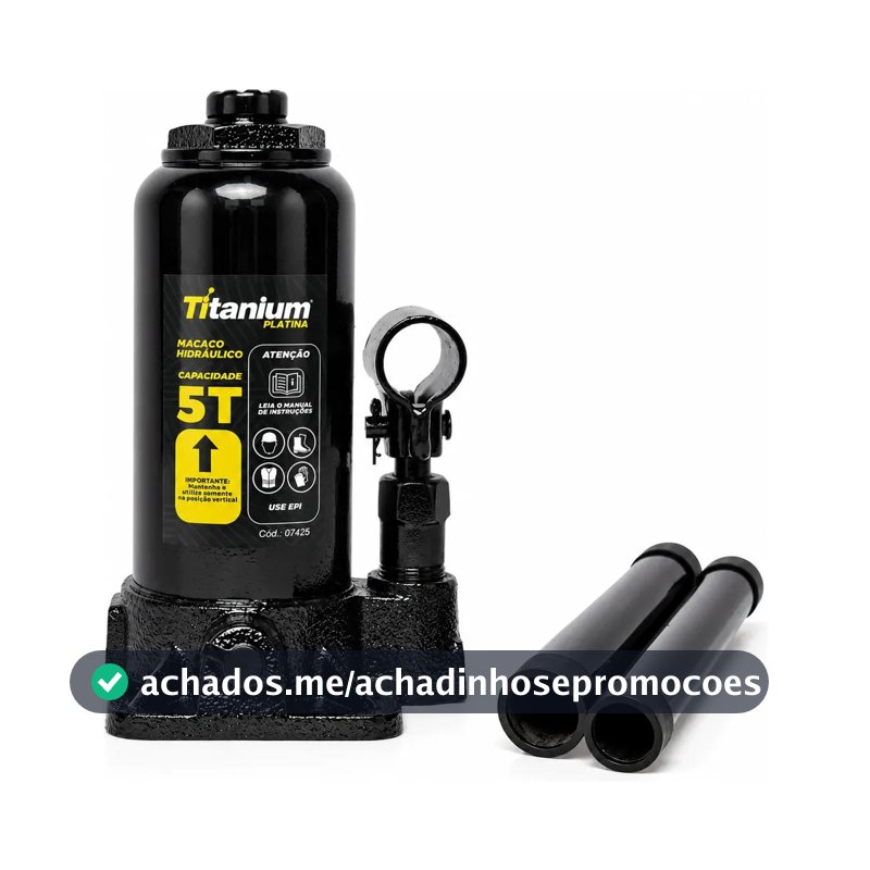 Macaco Hidraulico Tipo Garrafa 5 Tonelada Titanium Platina