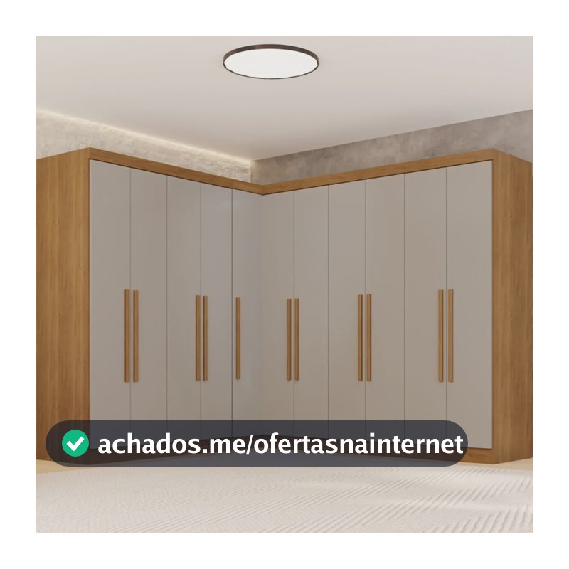 Guarda-roupa Casal Modulado Canto 11 Portas 4 Ga Multimóveis Cinamomo/off White