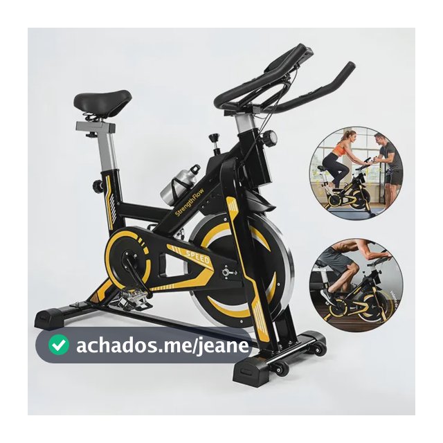 Bicicleta Spinning Ergométrica Mecanica Roda Inércia 13kg Amarelo 127/220v