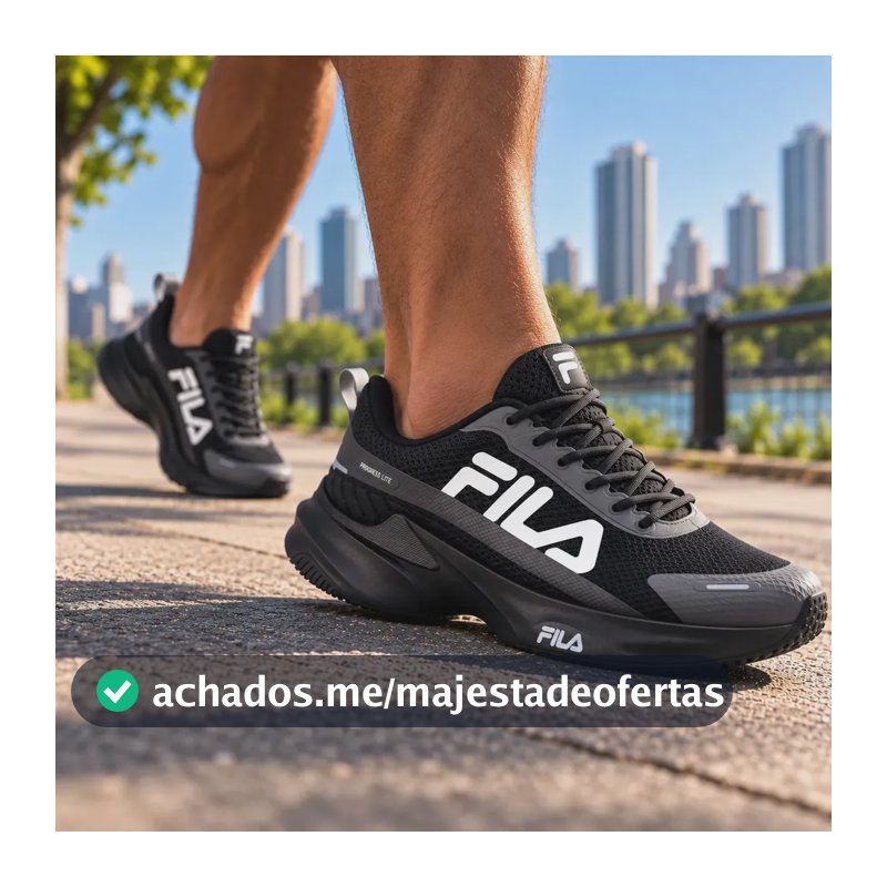 Tênis Masculino Fila Progress Lite Academia Treino Caminhada Preto/cinza 43 Br