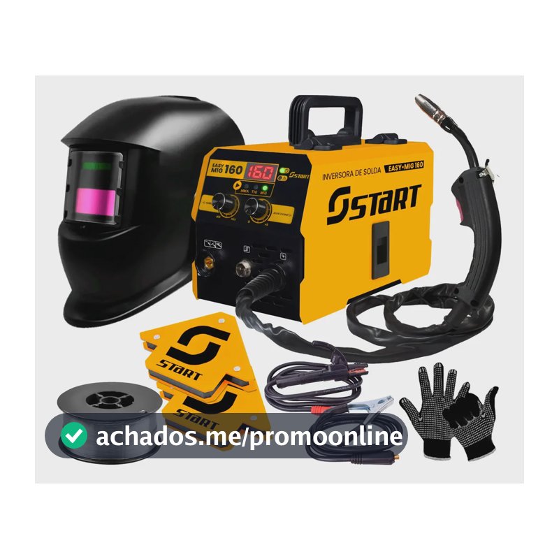 Kit Máquina De Solda Inversora Tocha + Máscara Acessórios Preto 220v
