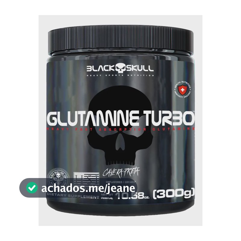 Glutamine Turbo 300g - Black Skull - Caveira Preta Glutamina Sabor Sem sabor