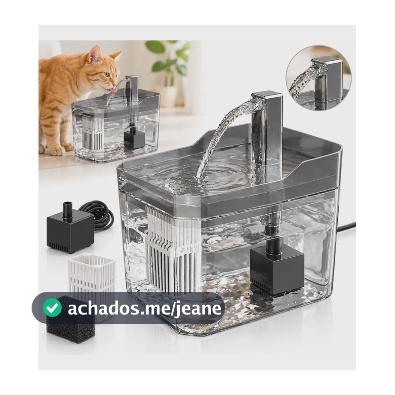 Bebedouro Automático Fonte De Agua Para Gato Cães 1,5l 127/220v Cinza