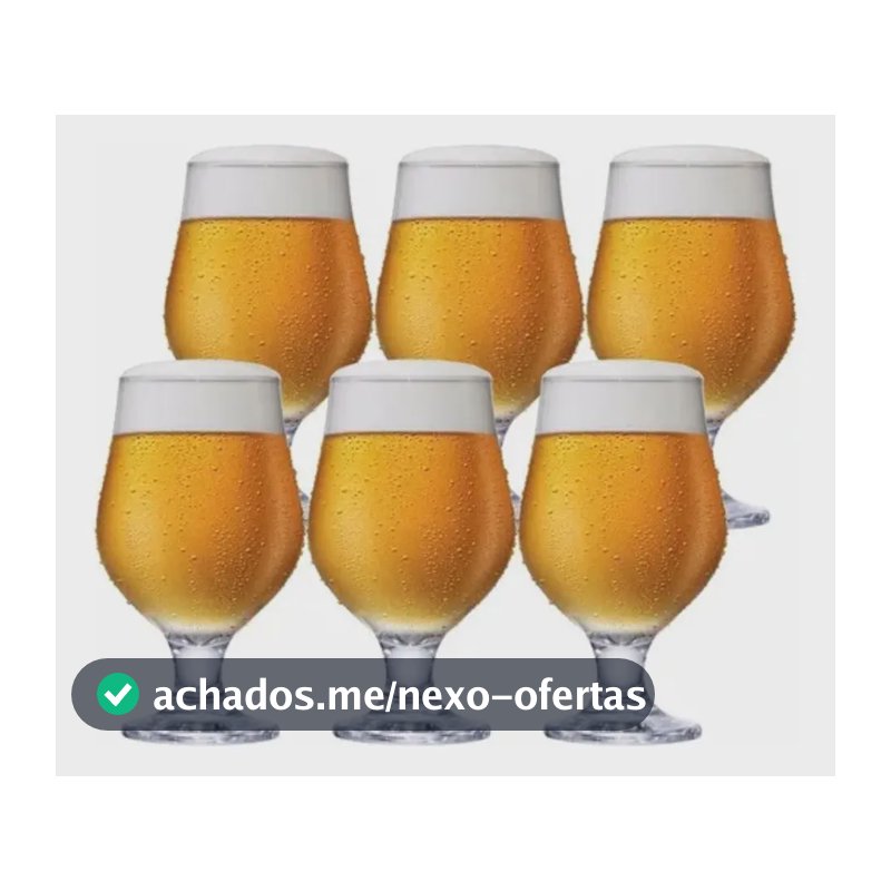 Jogo 6 Taças Cerveja Vidro Cristalino 400ml M&K Home - Bares e Restaurantes