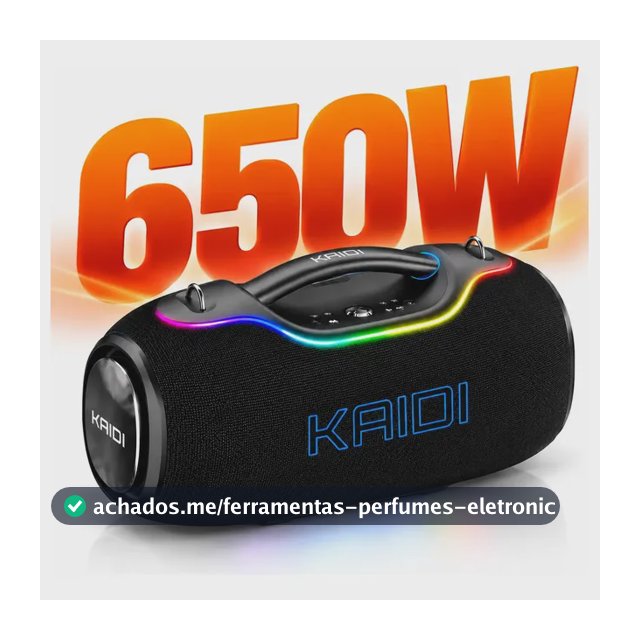 Caixa De Som Portatil 650w Bluetooth 5.4 Grave Potente Tws Preta Kaidi KNC-5808 Alta Qualidade Ipx6 Prova D'agua