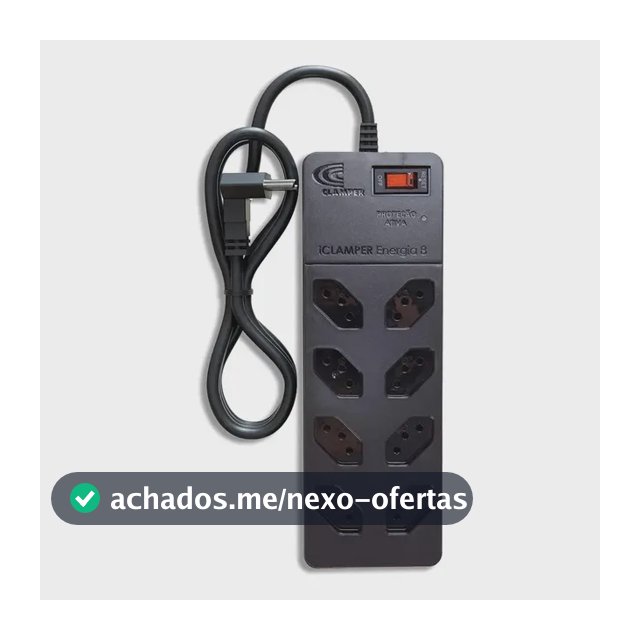 Filtro De Linha Com Protetor De Surto Dps Iclamper Energia 8 Tomadas 3 Pinos 10 Amperes Com Tecnologia Lcf Anti Raio Cor Preto 127/220v