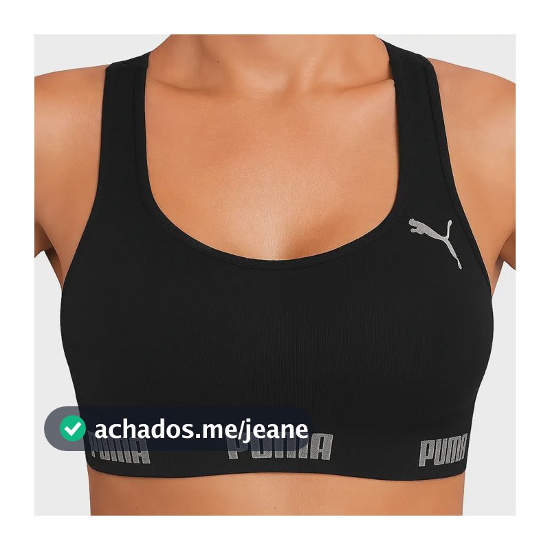 Top Puma Original Feminino Alta Sustentação Academia Fitness Preto Lisa G 44-46