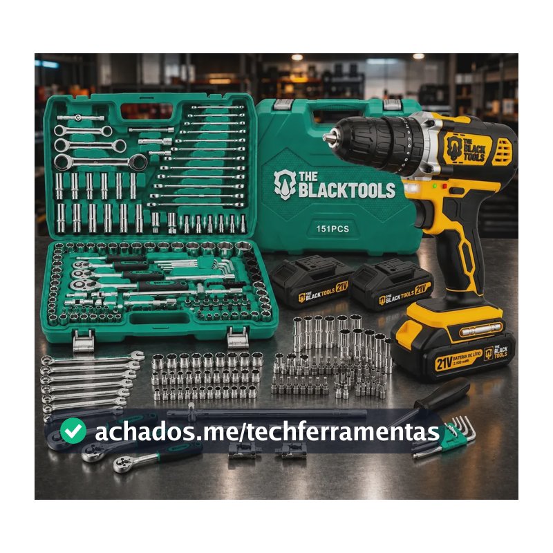 Furadeira Impacto 21v Maleta Jogo 216 Ferramentas Completa