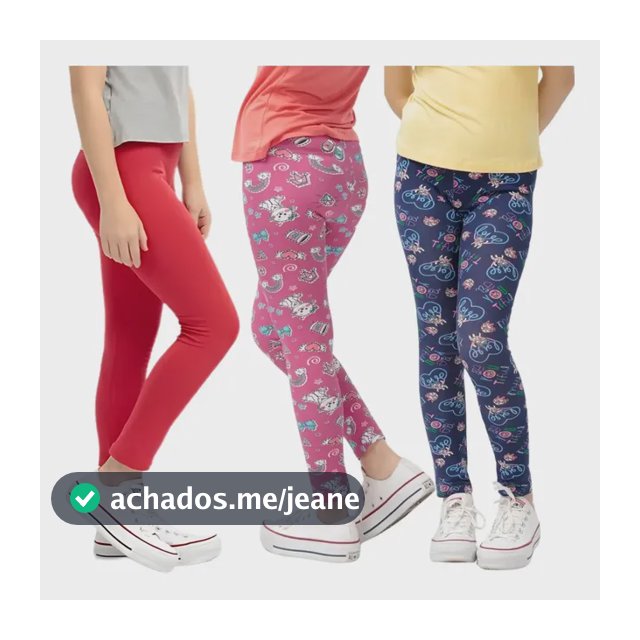 Kit 3  Calca Legging Infantil Longa  96% Algodão / 4% Elast