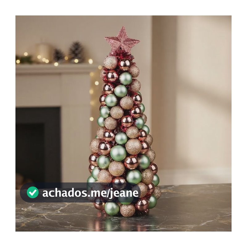 Árvores De Natal Decoração Enfeite Bolinhas Rosa Candy 40cm Rosa