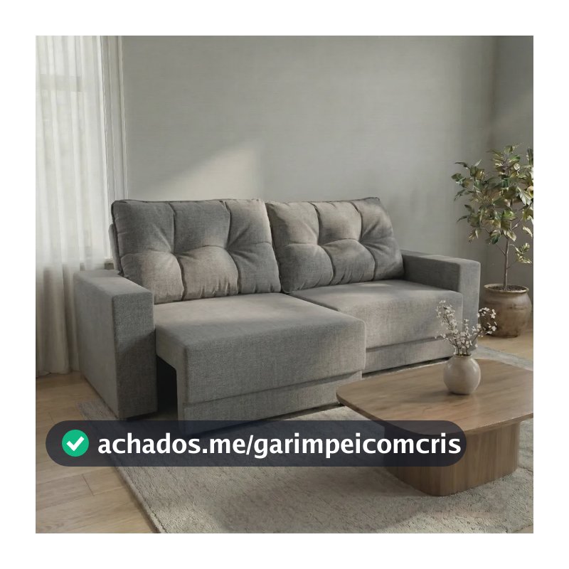 Sofá 3 Lugares Retrátil Lubeck Linho Cinza