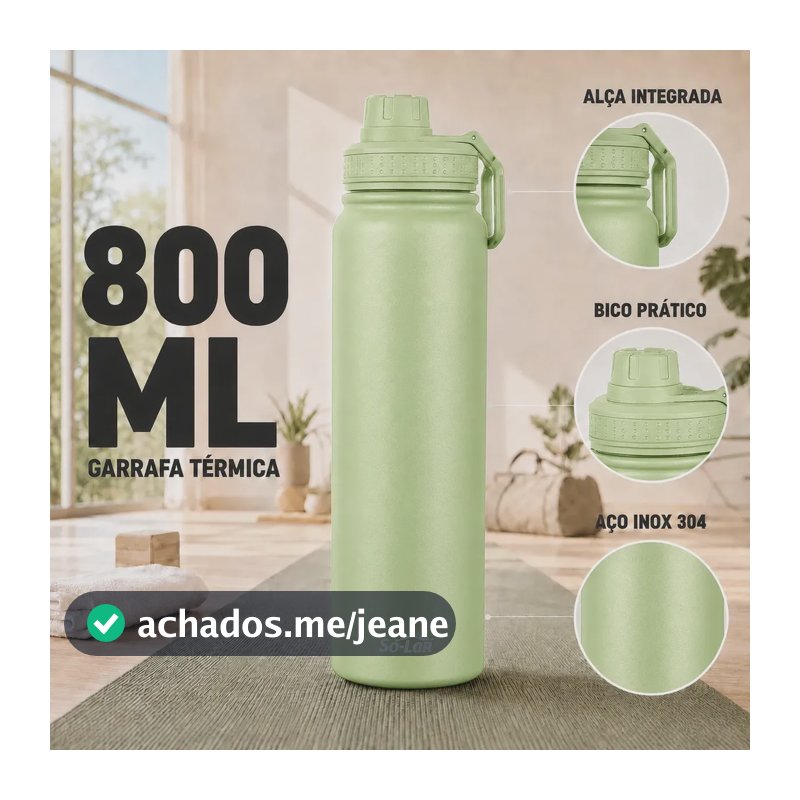 Garrafa Água Térmica 800ml Squeeze Inox Academia Café Quente Só-lar