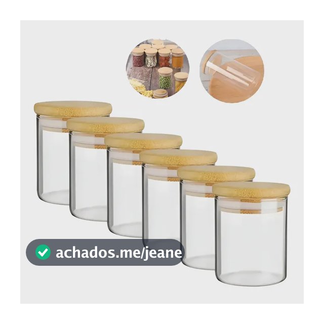 Kit 6 Potes Para Tempero Vidro 250ml Hermético Tampa 250 Ml Cor Transparente Plasvale
