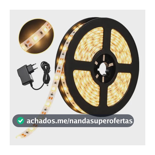 Fita Led 3528 Branco Quente Amarela 5m 300 Leds 12v Fonte Luz Branco-quente Maffacioli BFL-3528-BQ-IP20-FONTE