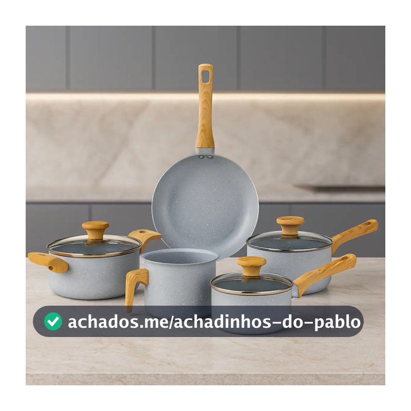 Jogo de Panelas 5 Peças Antiaderente Cerâmico Grafite Mimo Style - Conjunto Completo