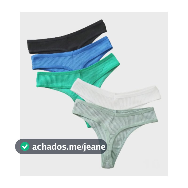 Kit Com 5 Calcinhas Empina Bumbum Fio Dental Sara Canelada Sortidas G