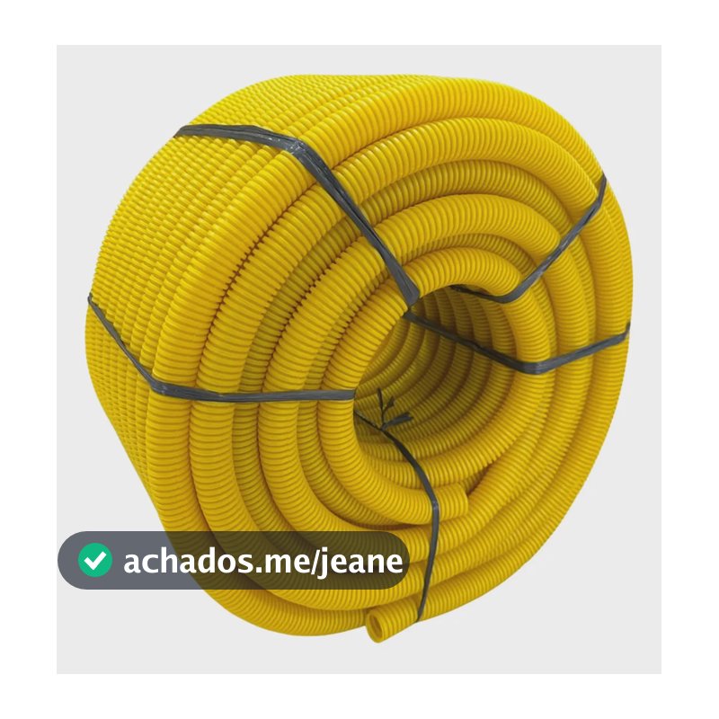 Mangueira Conduite Amarela Corrugada 3/4 Rolo 50m Amarela Reforçada