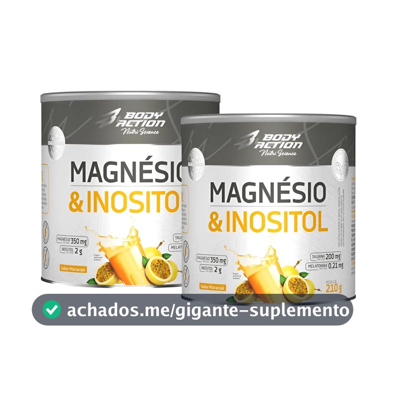 Kit 2 Magnésio E Inositol Taurina Melatonina 210g Bodyaction Maracujá