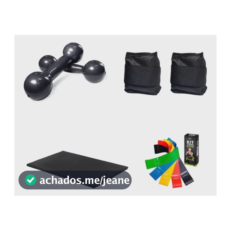 Par Halter 1 Kg+ Par Caneleira 1 Kg+ Colchonete+ Kit Band Preto