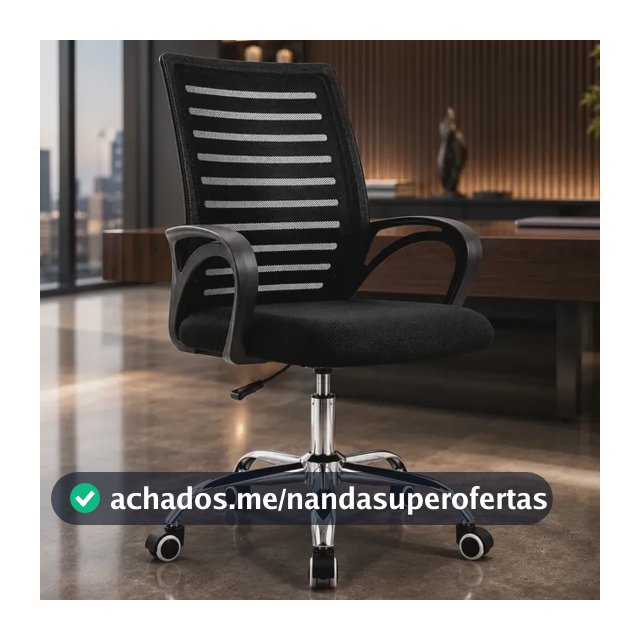 Cadeira Zebrada Escritório Giratória Ergonômica  Cor Preto Nylon Malha Pu