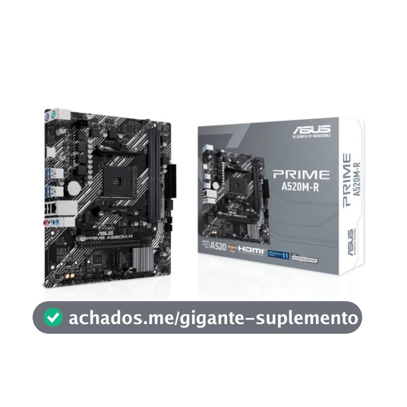Placa Mãe Asus Prime A520m-r Am4 Ddr4 M.2 Chipset A520 Hdmi Preto