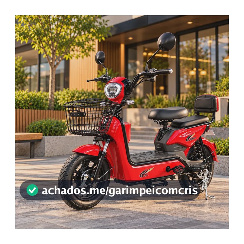 Motocicleta Elétrica Bike Scooter Sem Cnh 800w Mobilidade Vermelho