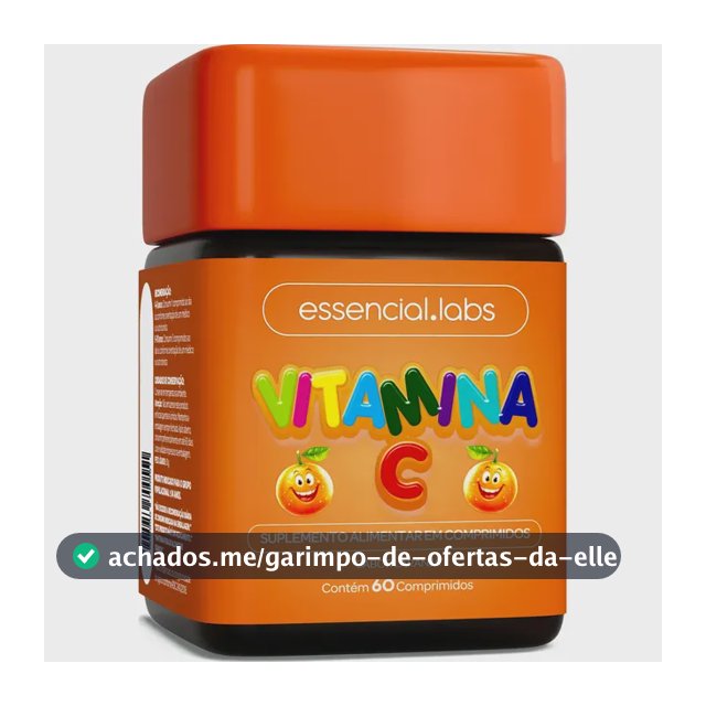 VITAMINA C KIDS / INFANTIL Sabor Laranja - Fórmula Exclusiva com Máxima Concentração e Pureza - 60 Comprimidos Mastigáveis