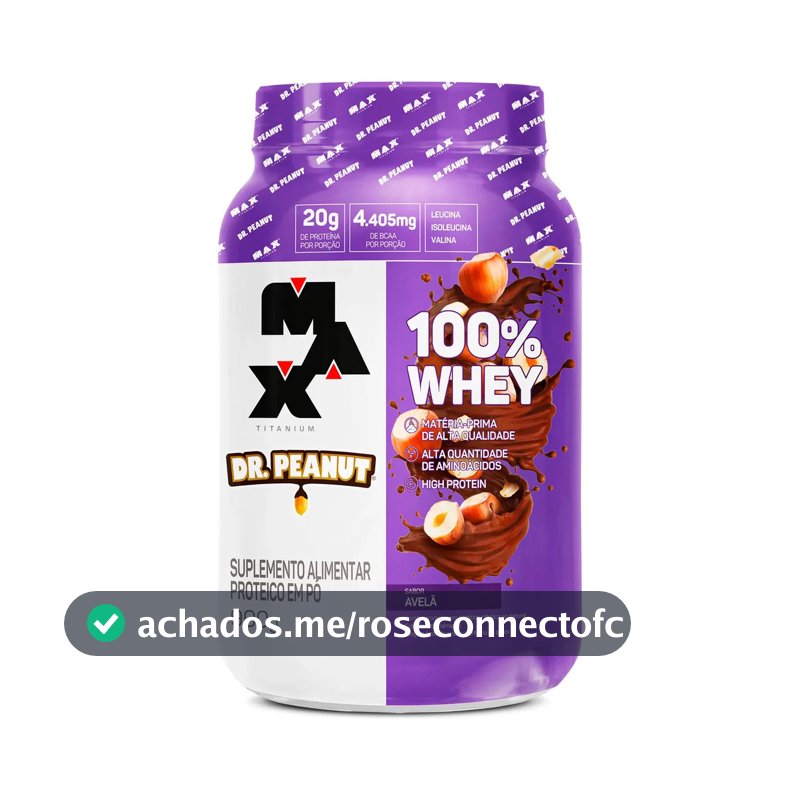 Whey Concentrado Max Titanium 100% Whey Dr Peanut Pote 900g Sabor Avelã