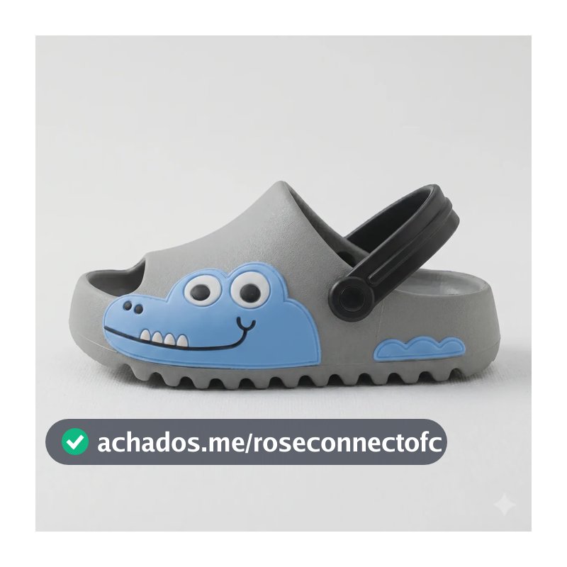 Babuche Jacaré Infantil Macio Verde Cinza Preto Do 19 Ao 25 Cinza 21/22 Jacaré