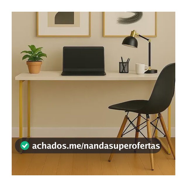 Escrivaninha Industrial 110cm  Mesa Estudo Aparador Pés Aço